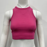 Basic Vest Beauty Back Yoga Tennis Sleeveless Knitted Crop Tops Workout Bra Tank Top Ribbed Backless Camisole - Zeprah