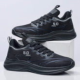 All Black Sports Shoes Knitted Mesh Upper and Breathable Lining Running Sneakers