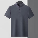 Men Lapel Short Sleeve Polo Shirt Casual Button Placket Fashion Daily Tops