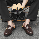 Faux Suede Leather Dress Shoes Backless Mules Comfortable Classic Summer Men Casual Half Loafers Shoes