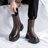 Microfiber Leather Chelsea Boots Fashion Designers Good Looking High Cut Classic Handcrafted Dress Shoes Boots for Men