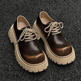 Classic Fashion Thick Sole Chunky Dress Shoes Men Round Toe Derby Formal Lace up Wedding Footwear