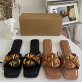 New Designer Babouche Femme Summer Sandals - Trendy Large Size Flat Casual Slippers for Women