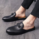 Summer Men Half Shoes Casual Slip on Backless Loafers With Bowknot Durable Comfortable Men Mules