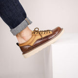 Round Toe Fashion Lace up Hot Selling Durable Outdoor Causal Working Genuine Leather Shoes for Men