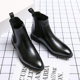 Winter Ankle Chelsea PU Leather Boots Summer Winter Usable Pointed Toe Men Snow Boots