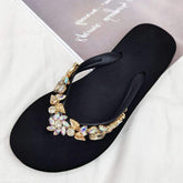 Handcrafted Multi-Colored Crystal Rhinestone Ladies Slippers with Arch Support for Summer
