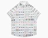 Men Tropical Floral Print Lapel Collar Loose Short Sleeve Vacation Button Shirt