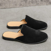 Faux Suede Slippers Casual Summer Men Shoes Classic Half Loafers Lightweight Breathable Leisure Slip on