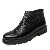 Zip up Black PU Leather Quality Pattern Men Boots Comfortable All Seasons Men Ankle Boots