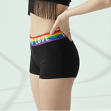 Black Cotton Boyshorts with Rainbow LOVE Logo Waistband | Mid - Rise Comfy Underwear - Zeprah