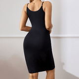 Black Mini Dress with Sleek Design and Contrast Lace Trim - Zeprah