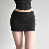 Bodycon Mini Skirt with Built - in Shorts Dropped Waist Breathable Knit Stretch Bandage Solid Color Sexy Casual - Zeprah