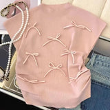 Bow Crop Top Fashionable Tops for Women Short - sleeved Knitwear Sweet T-shirts - Zeprah