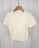 Bow Graphic Tee Bow Round Neck Tops for Women Ice Silk Knitted T-shirt for Women - Zeprah