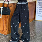 Bow Made of Lacing Wide - Leg Trousers Lace up Casual Straight - Leg Trousers Hot Girl Style Bowknot Slacks - Zeprah