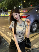 Butterfly Print Women's T-shirts Hot - selling Round Neck Tops for Women Fashionable T-shirt - Zeprah