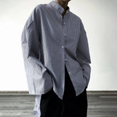 Buttoned Waist Casual Lapel Eco - Friendly 100% Polyester Office Shirt Women's Striped Color Block Long Sleeve Blouse for Regular - Zeprah