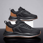 Durable Trendy Sneakers Premium Leather Synthetic Mix Sneakers Modern Cushioned Comfort Lace-Up Sports Shoes