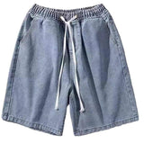 Men's Summer Loose-Fit Elastic Waist Denim 5-Inch Shorts Casual Style Shorts