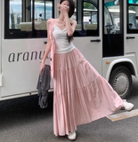 Plus Size Plain Skirt Women's Skirt Wrinkled Elegant Long Skirt