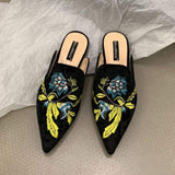 Chic Ladies Outdoor Flat Loafer Mules Slides - Pointed Toe Comfort Slippers Footwear