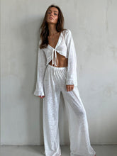 Tie Waist Long Sleeve Long-pant Pajama Set - New Autumn Style Modal Fabric Export-oriented Loungewear