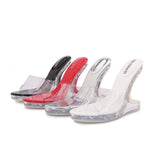 Chaussure Femme Clear Transparent Wedge Mules Open Toe High Heel Sandals for Women Party Dress