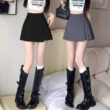 Women High Waist Asymmetrical Pleated Mini Skirt Solid Suit Fabric a Line Short Skirt Preppy School Uniform Skorts for Girls