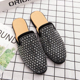 Golden Color Fashion Good Looking Men Mules Casual Shoes Low Heels Rhinestone Upper Men Half Shoes