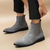 Classy Winter Chelsea Boots Grey Color Fashion Dress Shoes Comfortable Faux Suede Boots for Men