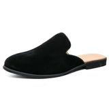 Faux Suede Slippers Casual Summer Men Shoes Classic Half Loafers Lightweight Breathable Leisure Slip on