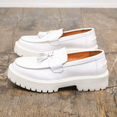 Thick Sole Durable Tassel Loafers Quality Patent Leather Shoes for Men Classic Pointed Toe Wedding Dress Shoes
