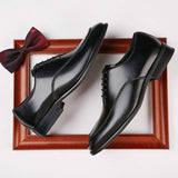 Pointed Toe Microfiber Leather Dress Shoes Classic Handmade Quality Gentlemen Wedding Lace up Formal Men Shoes