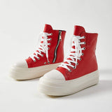 Botas-militares-us Newest Fashion Red Ladies Chunky Platform Sepatu Ankle Height Women Winter Boots