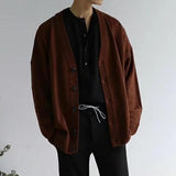 Men Knit Cardigan Oversized Loose Button Down Waffle Knit Sweater Coat Casual Daily Street Outerwear