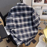Men's Casual Retro Plaid Short Sleeve T-Shirt with Loose Fit, Breathable Lightweight Top