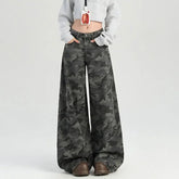 Camo Cargo Wide - Leg Jeans for Women High - Waisted Loose Floor - Length Pear - Shaped Figure - Flattering Pants - Zeprah