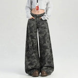 Camo Cargo Wide - Leg Jeans for Women High - Waisted Loose Floor - Length Pear - Shaped Figure - Flattering Pants - Zeprah