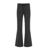 Casual Breathable Lounge Pants for Women Soft Mid Waist Flat Front Loose Fit Drawstring Striped Pattern Comfort Wear - Zeprah