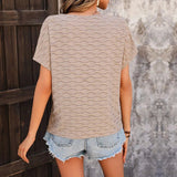 Casual Solid Color Batwing Sleeve Summer Top for Women Polyester Loose Fit T-shirt - Zeprah