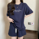 Casual Sports Suit Plus Size Versatile 2 - piece Set Comfortable Women's Top and Shorts Set - Zeprah