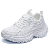 Breathable Mesh Pure White Black Sneakers with Chunky Rubber Sole for Running Gym Casual Streetwear