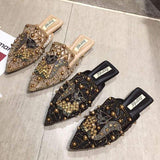 Elegant Rhinestone Loafer-Style Women's Flat Sandals - Summer Collection for Ladies