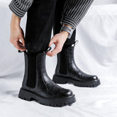 Microfiber Leather Chelsea Boots Fashion Designers Good Looking High Cut Classic Handcrafted Dress Shoes Boots for Men