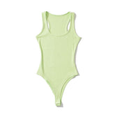Crewneck Women's Bodysuit Slim-fit One-piece Vest Solid Crotch Top