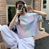 Cheap Summer 2025 New Women's Tie - dyed Short - sleeved T-shirt Design Sense Short Spice Girl Top - Zeprah