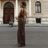 Chic Halter Neck Ruched Waist Maxi Dress - Zeprah