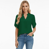 Chic Split Sleeve V - Neck Casual Blouse - Zeprah