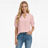 Chic Split Sleeve V - Neck Casual Blouse - Zeprah